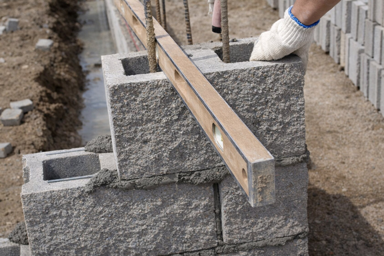 Foundation block wall installation in Oceanside, CA